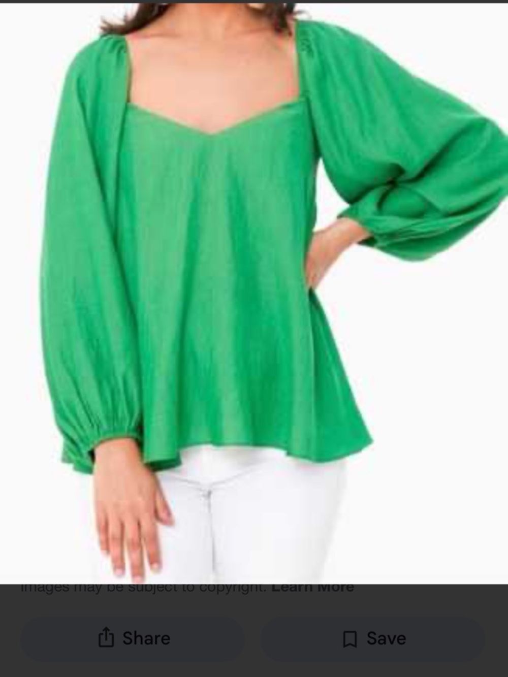 Pomander Place Bright Green Square Neck Puff Sleeve Tunic